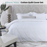 Riviera Maison Elowen White Cotton Quilt Cover Set Queen - Front View