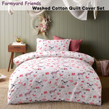 Happy Kids Farmyard Friends Washed Quilt Cover Set Single - Front View