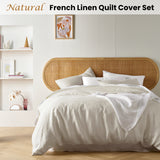 Vintage Design Homewares Natural French Linen Quilt Cover Set King - Front View