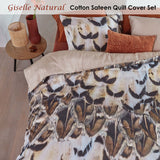 Bedding House Giselle Natural Cotton Sateen Quilt Cover Set King - Front View