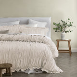 Vintage Design Homewares Haven Natural Washed Cotton Ruched Quilt Cover Set King