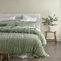 Vintage Design Homewares Haven Sage Washed Cotton Ruched Quilt Cover Set Single