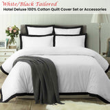 Accessorize White/Black Tailored Hotel Deluxe Cotton Quilt Cover Set King - Front View