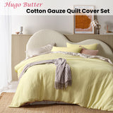 Vintage Design Homewares Hugo Butter Cotton Gauze Quilt Cover Set Queen - Front View