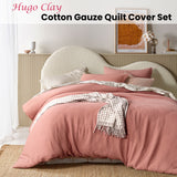 Vintage Design Homewares Hugo Clay Cotton Gauze Quilt Cover Set King - Front View