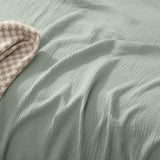 Vintage Design Homewares Hugo Sage Cotton Gauze Quilt Cover Set Queen - Side View