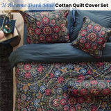 PIP Studio Il Ricamo Dark Blue Cotton Quilt Cover Set King - Front View