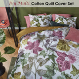 Bedding House Ivy Multi Cotton Quilt Cover Set King - Front View