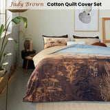 Bedding House Judy Brown Cotton Quilt Cover Set King - Front View