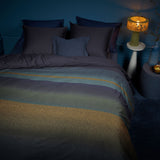 Bedding House Lenny Blue Cotton Quilt Cover Set Queen - Top-Down View