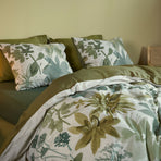 Bedding House Lilian Green 100% Cotton Percale Quilt Cover Set Queen