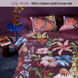 Bedding House Lily Multi Cotton Floral Quilt Cover Set King - Front View