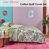 Oilily Line Flower Cotton Sateen Quilt Cover Set Queen - Front View