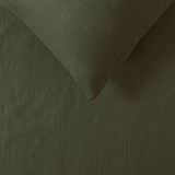 100% Linen Olive Quilt Cover Set Queen - Side View