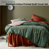 Accessorize Lisa Green Washed Cotton Printed Quilt Cover Set King - Front View