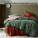 Accessorize Lisa Green Washed Cotton Printed Quilt Cover Set Queen - Front View