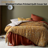 Accessorize Lisa Ochre Washed Cotton Printed Quilt Cover Set King - Front View