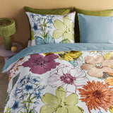 Bedding House Lotti Multi Cotton Floral Quilt Cover Set Queen - Top-Down View