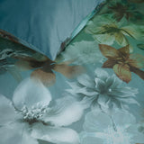 Bedding House Lou Blue Green Cotton Floral Quilt Cover Set Queen - Side View