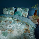 Bedding House Lou Blue Green Cotton Floral Quilt Cover Set Queen - 45-Degree Angle
