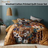 Accessorize Markle Washed Cotton Printed Quilt Cover Set King - Front View
