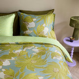 Oilily Melodi Green Cotton Floral Quilt Cover Set King - Top-Down View
