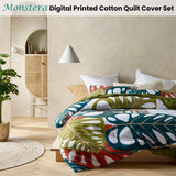 Accessorize Monstera Digital Printed Cotton Quilt Cover Set Queen - Front View