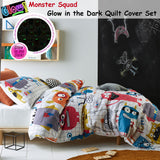 Happy Kids Monster Squad Glow in the Dark Quilt Cover Set Single - Front View
