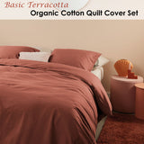 Bedding House Organic Cotton Basic Terracotta Quilt Cover Set King - Front View