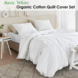 Bedding House Organic Cotton Basic White Quilt Cover Set Super King - Front View