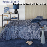 Bedding House Pantalla Blue Bamboo Cotton Quilt Cover Set Queen - Front View