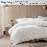Vintage Design Homewares Parquet White Polyester Cotton Quilt Cover Set King - Front View