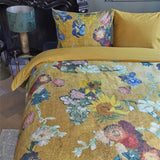 Bedding House Van Gogh Partout des Fleurs Gold Cotton Sateen Quilt Cover Set Queen - Top-Down View