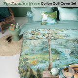 PIP Studio Pip Paradise Green Quilt Cover Set Queen - Front View