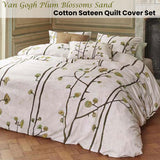 Bedding House Van Gogh Plum Blossoms Sand Cotton Sateen Quilt Cover Set King - Front View