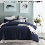 Accessorize Navy Waffle Polyester Quilt Cover Set King - Front View