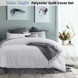 Accessorize White Waffle Polyester Quilt Cover Set King - Front View