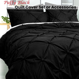 Bloomington Puffy Quilt Cover Set Black SUPER KING - Front View