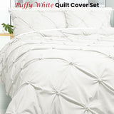 Bloomington Puffy Quilt Cover Set White DOUBLE - Front View