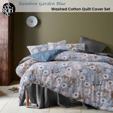 Accessorize Rainbow Garden Blue Washed Cotton Quilt Cover Set Queen - Front View