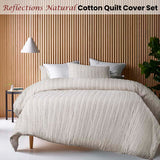 Vintage Design Homewares Reflections Natural Cotton Quilt Cover Set Queen - Front View