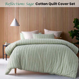 Vintage Design Homewares Reflections Sage Cotton Quilt Cover Set King - Front View