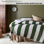 Accessorize Regency Green Striped Washed Cotton Quilt Cover Set King
