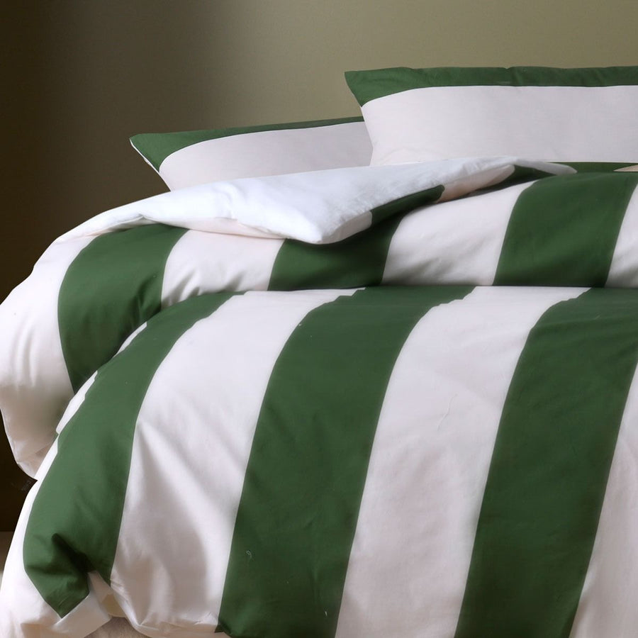 Accessorize Regency Green Striped Washed Cotton Quilt Cover Set Queen
