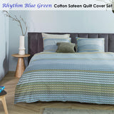 Bedding House Rhythm Blue Green Cotton Sateen Quilt Cover Set King - Front View