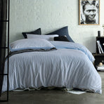 Accessorize Ripley Blue Striped Pattern Quilt Cover Set Queen