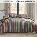 Bedding House Roman Multi Cotton Stripe Quilt Cover Set King - Front View