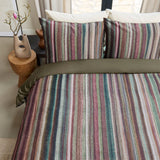 Bedding House Roman Multi Cotton Stripe Quilt Cover Set Queen - Top-Down View