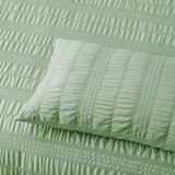 Sage Seersucker Textured King Quilt Cover Set by Accessorize - Side View