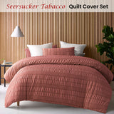 Accessorize Seersucker Tobacco Polyester Quilt Cover Set Queen - Front View